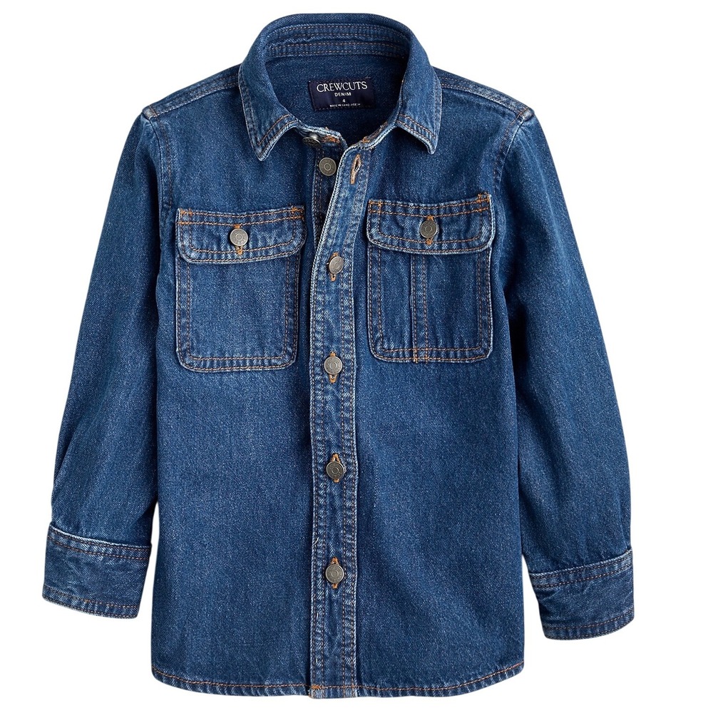 J. Crew CREWCUTS Kid's Relaxed Denim Shirt-Jacket Size 7 Blue Shacket School